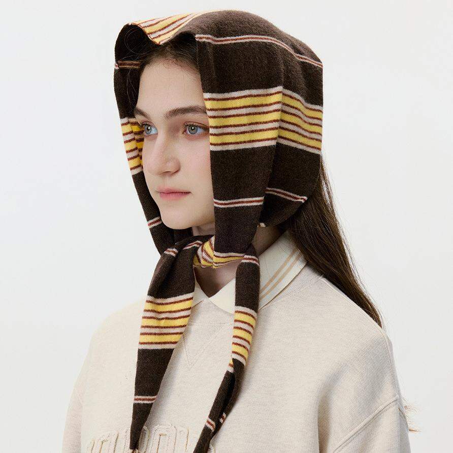1 Piece Retro Stripe Wool Women's Triangle Winter Scarves