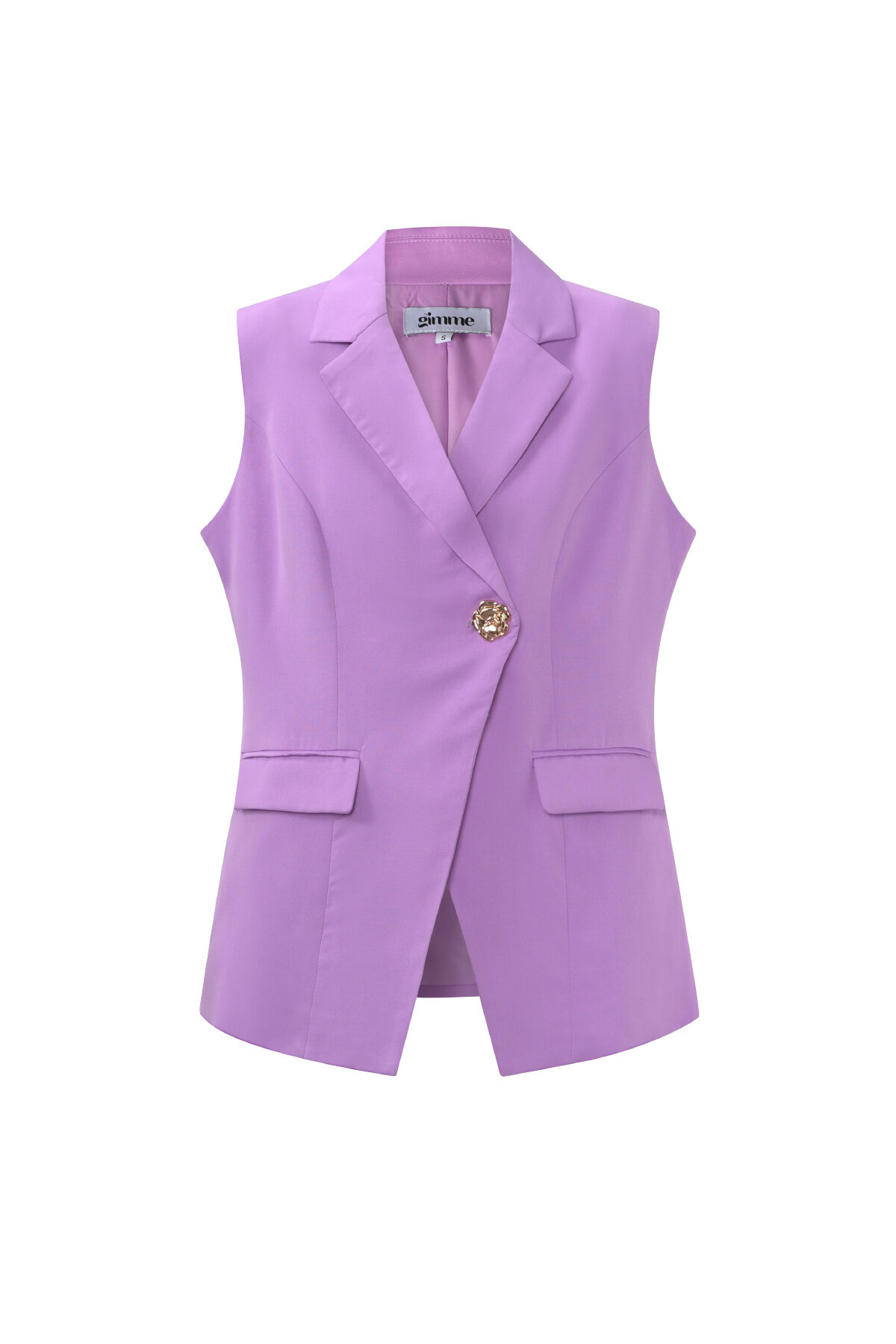 Woven Polyester Fiber Women's Sleeveless Blazer Casual Asymmetric Design h5 