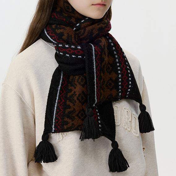 1 Piece Vintage Fair Isle Wool Women's Winter Scarves
