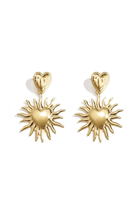 Pendientes de corazón con sol colgante 2