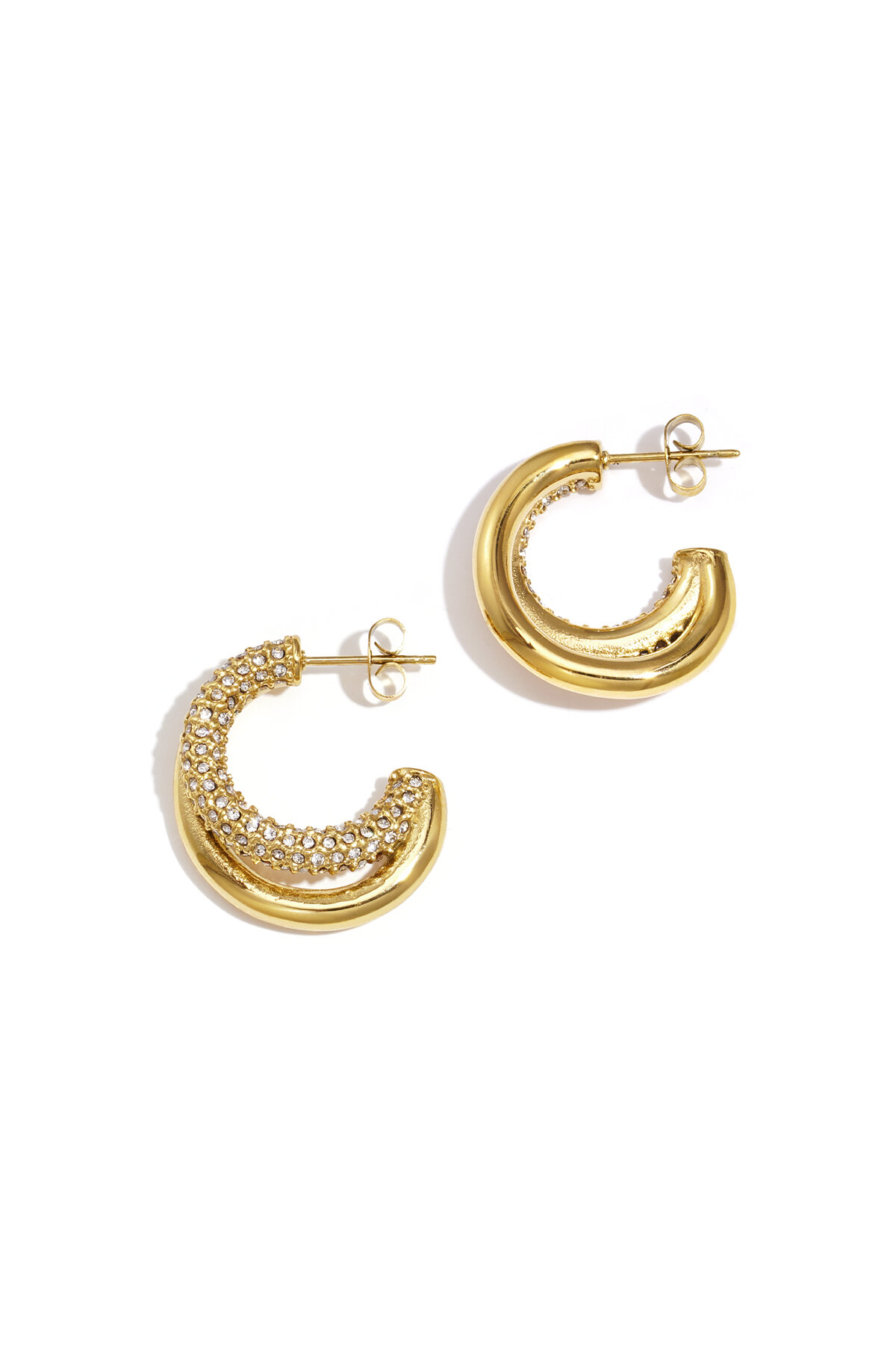 Boucles d'oreilles créoles en acier inoxydable, style décontracté, simple et quotidien, pour femmes 2