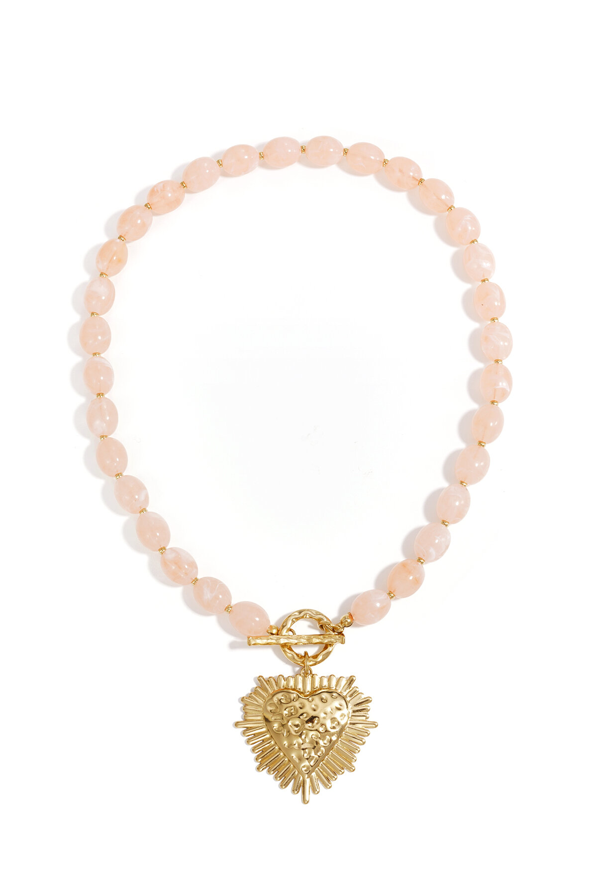 Bead necklace with front closure charm 2