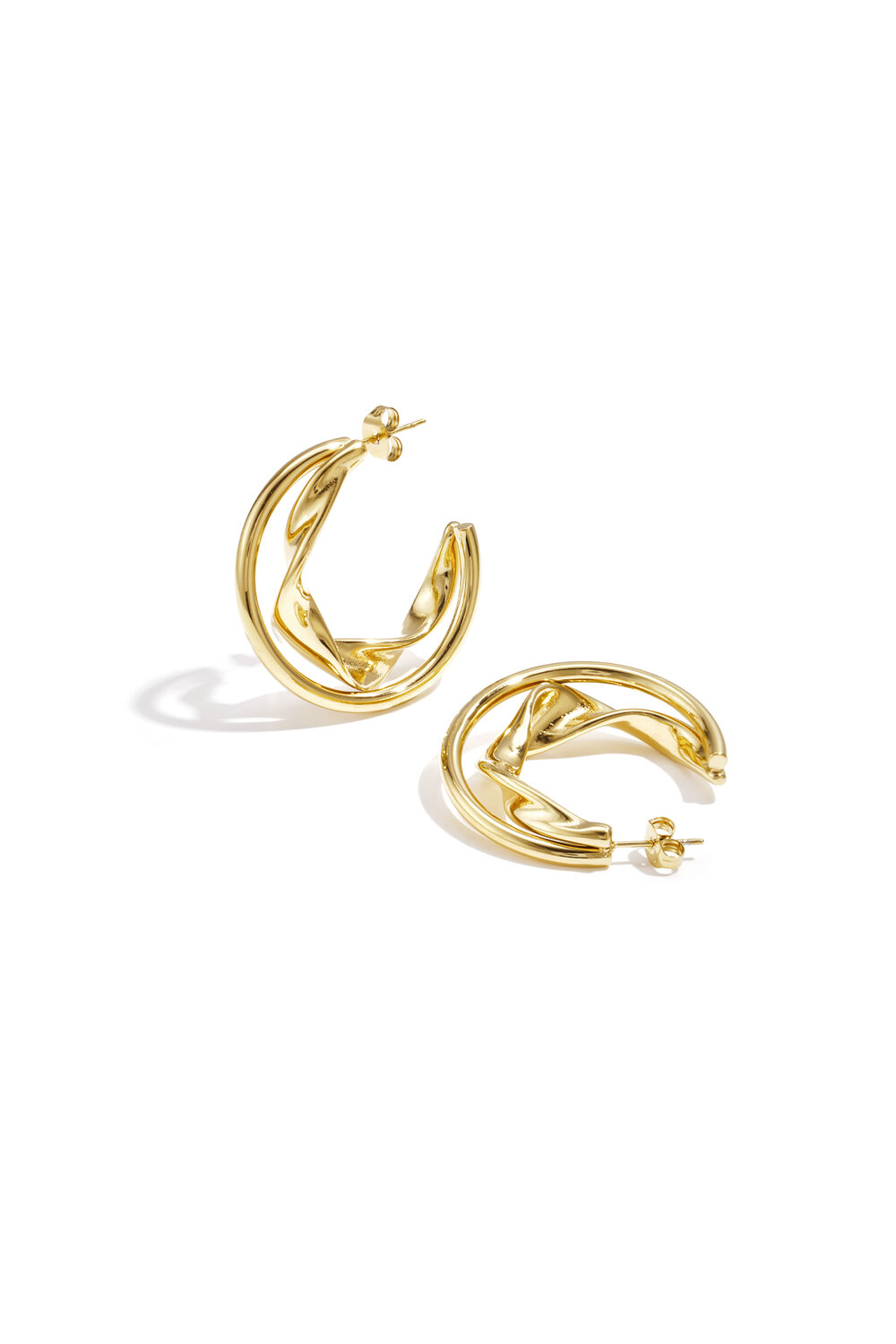 Boucles d'oreilles créoles doubles et épaisses avec détails torsadés