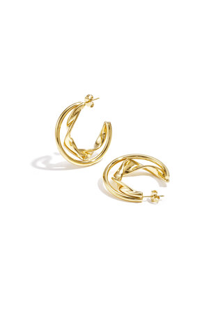 Boucles d'oreilles créoles doubles et épaisses avec détails torsadés h5