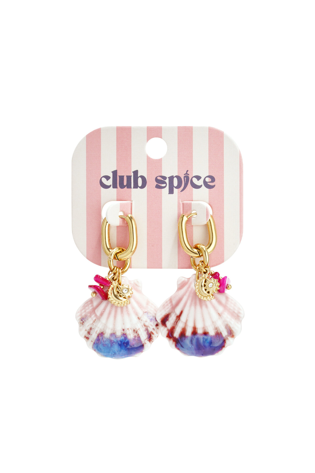 Earrings with large shell and bead charms h5Picture5