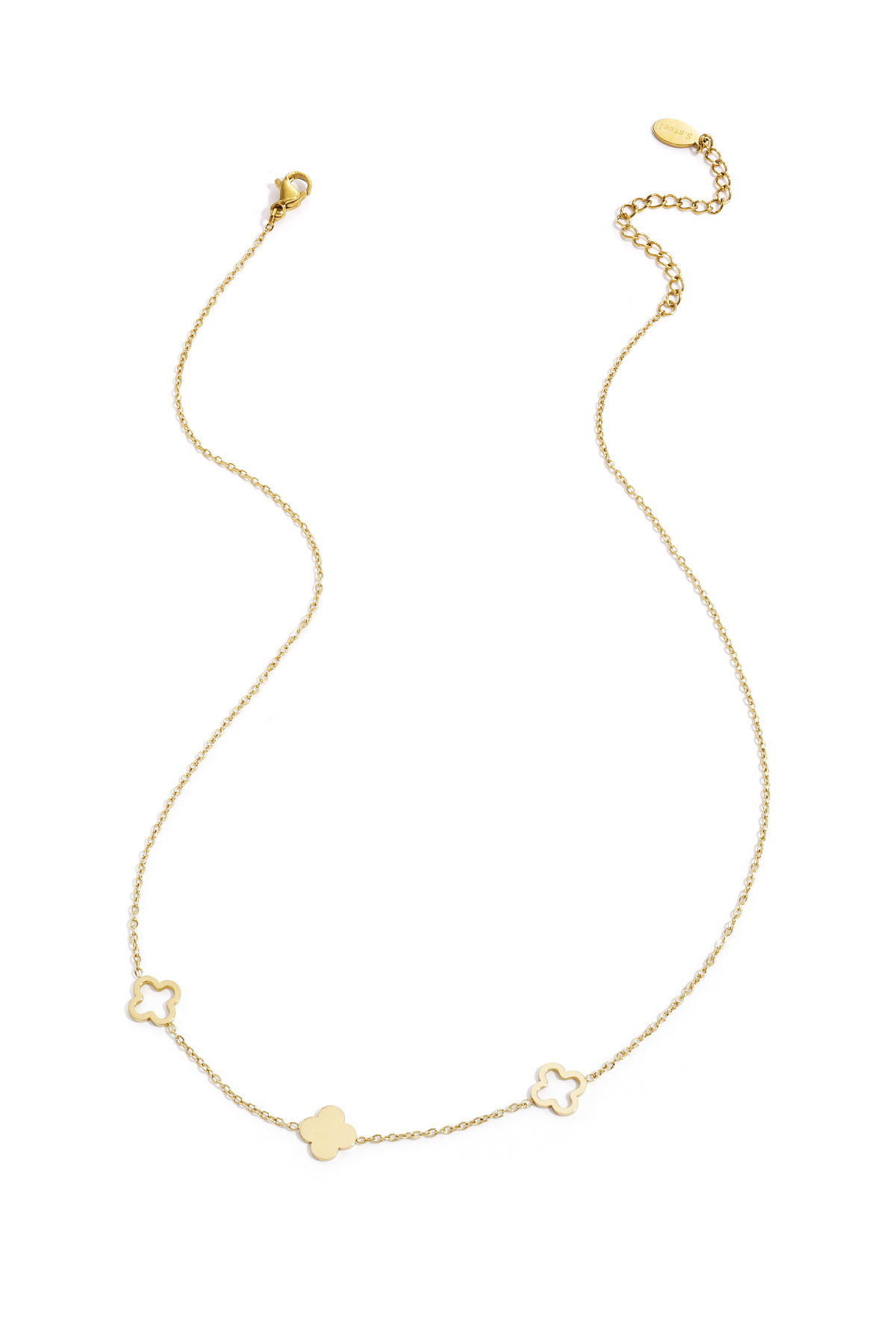 Groothandel Klavikkelketting Klavertje RVS Goudkleurig Vrouwen 32-36 cm Yehwang