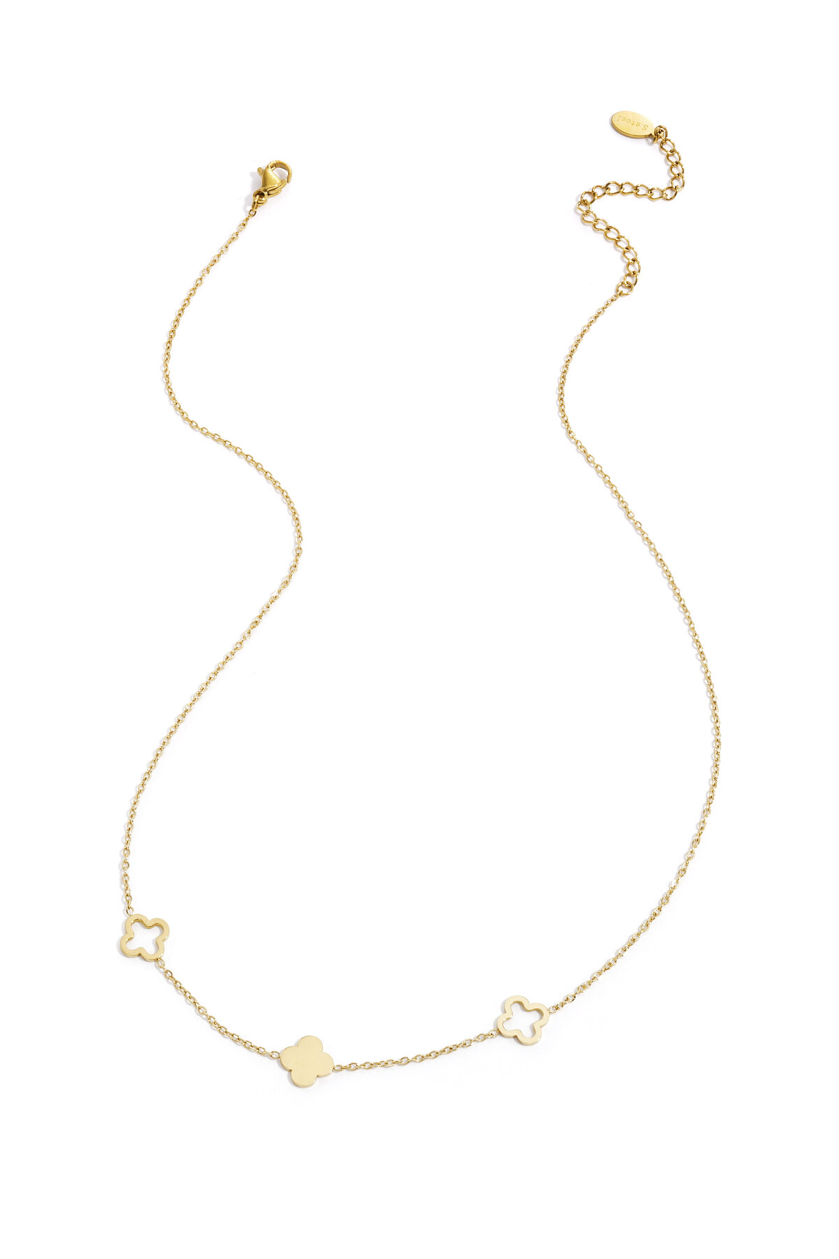 Ketting klavertjes Goud kleur Stainless Steel 