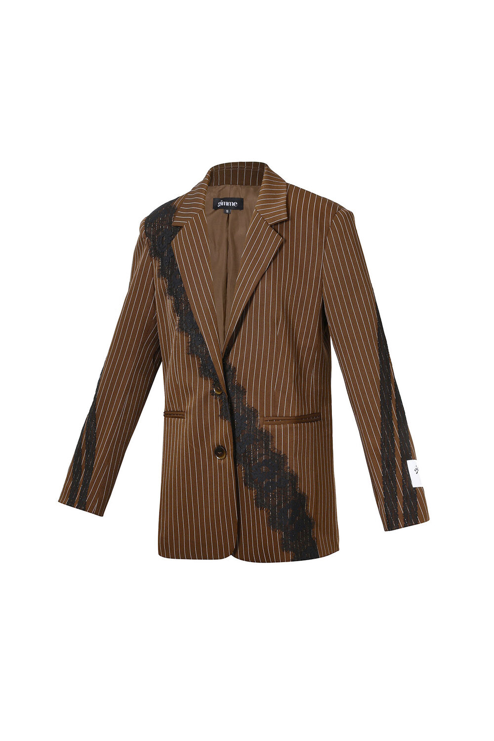 Woven Polyester Fiber Women's Suit Set Elegant Stripes Lace Panel h5Picture2
