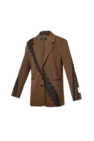Woven Polyester Fiber Women's Suit Set Elegant Stripes Lace Panel h5 Picture2