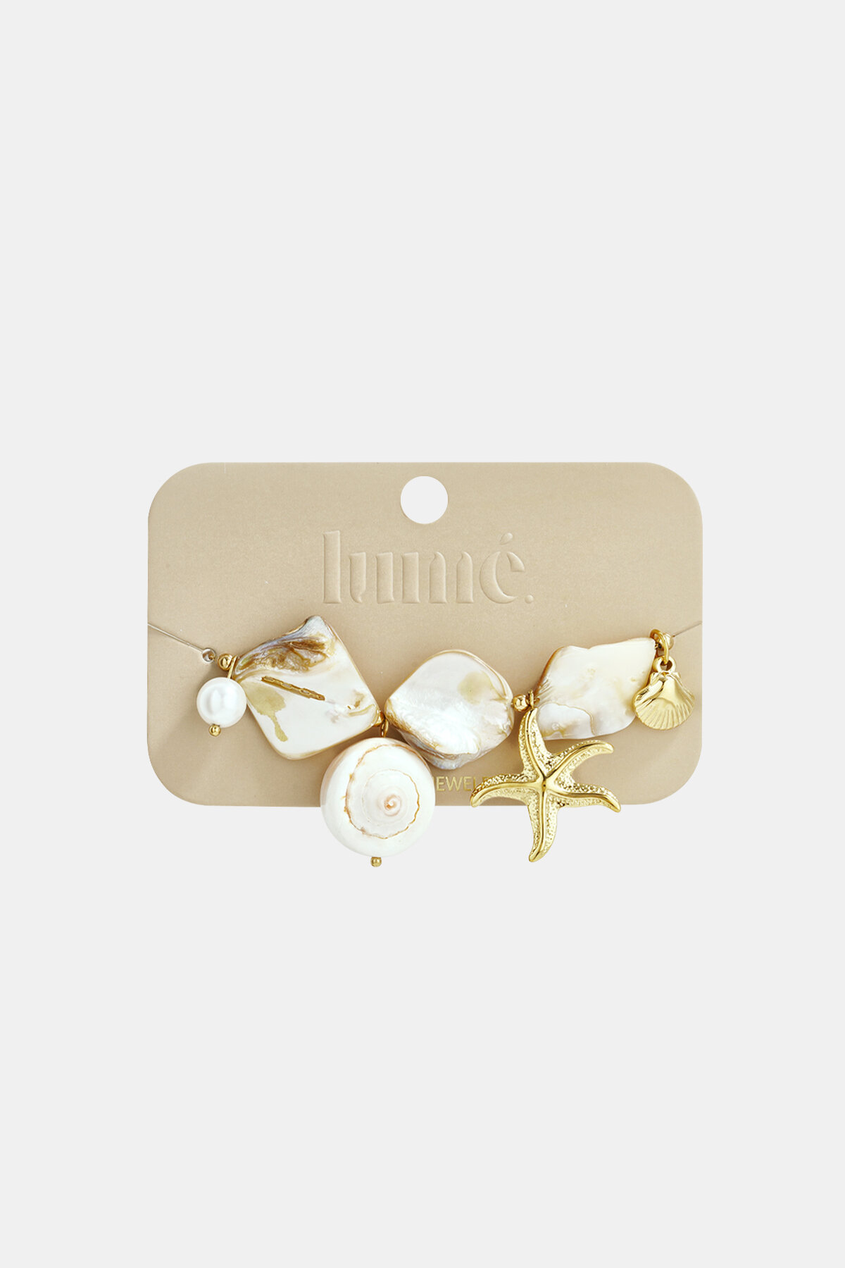 Bracelet with shells, sea charms and gold beads Picture4
