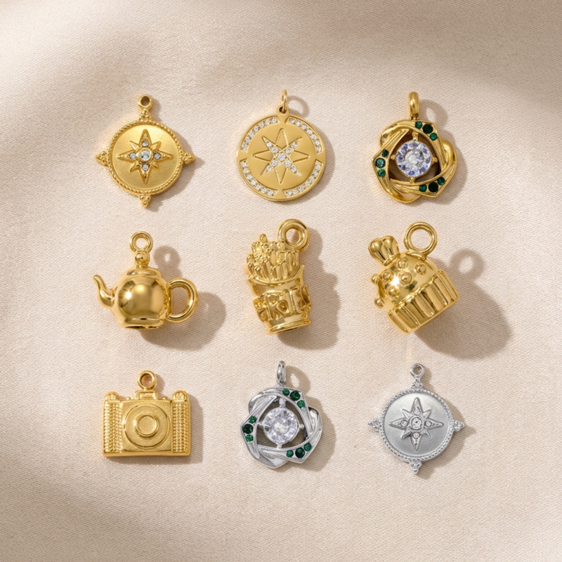 Romantic Series Geometric Titanium Steel Gold Color Women's Pendants