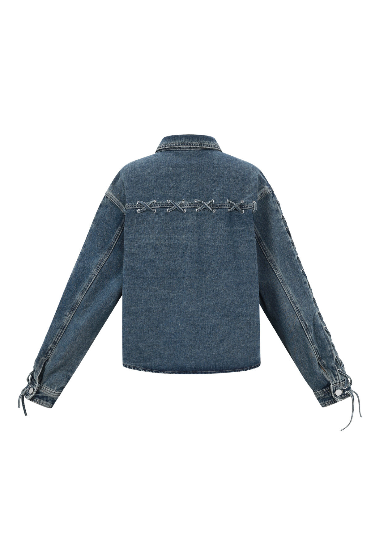 Woven Cotton Women's Denim Jacket Casual Tie-up h5Picture3