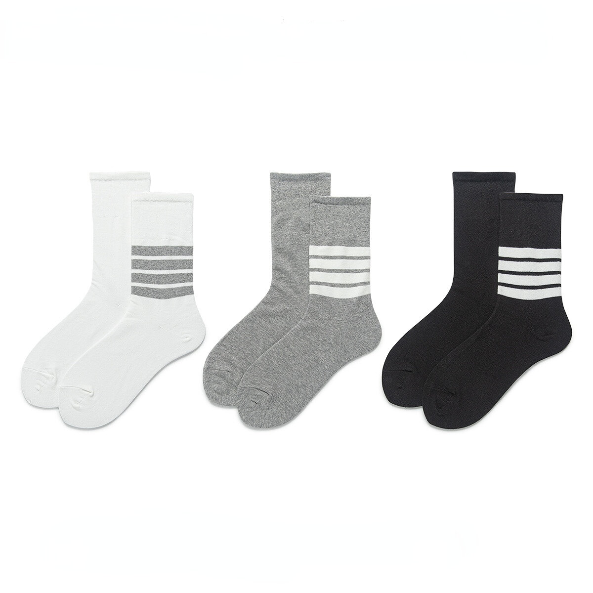 1 Pair Of Sports Striped Cotton Women's Mid Calf Socks h5 Picture3