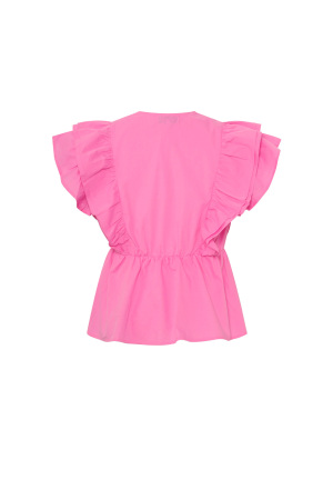 Blusa Sin Mangas Tejida Elegante Borde Con Volantes Color Sólido Primavera/Verano h5 Imagen3