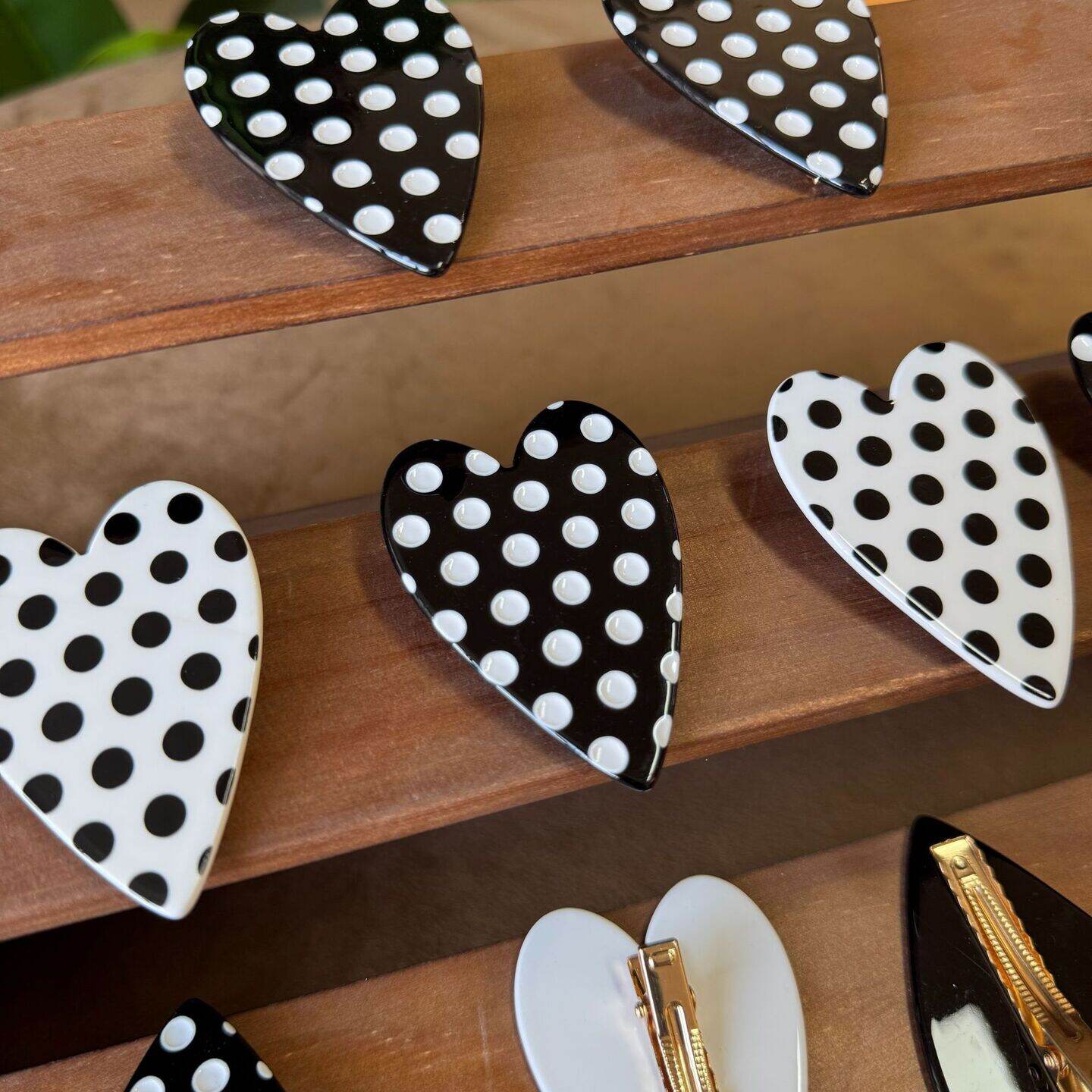 Classic Heart Polka Dots Acetate Women's Hair Clips h5Picture5