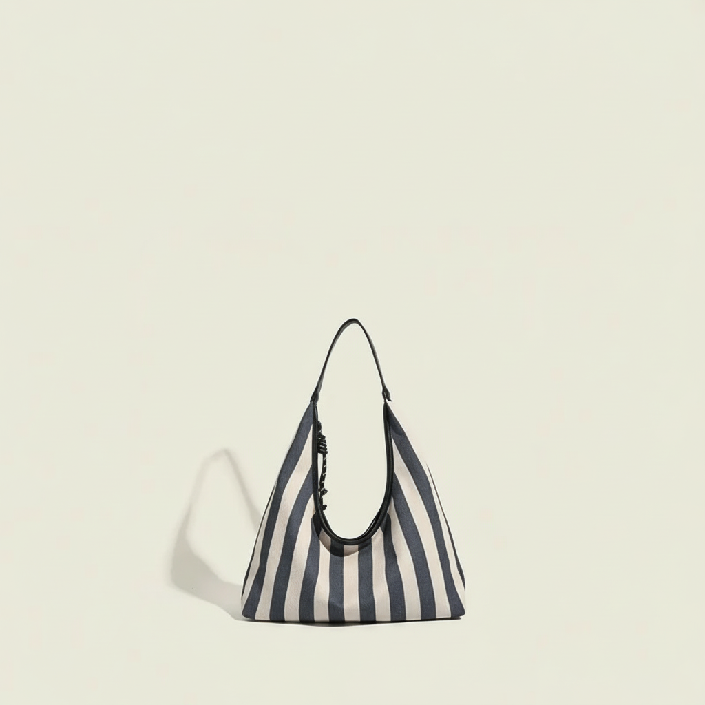 Bolso de hombro de lona con tiras informales de serie simple para mujer, 1 pieza