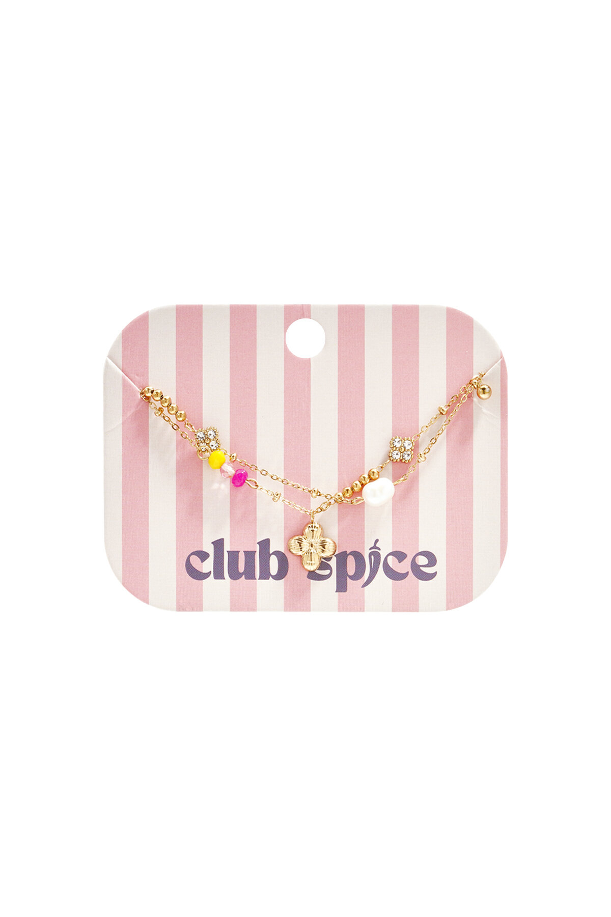 Bracelet with hanging clover, pearl and beads h5 Picture2