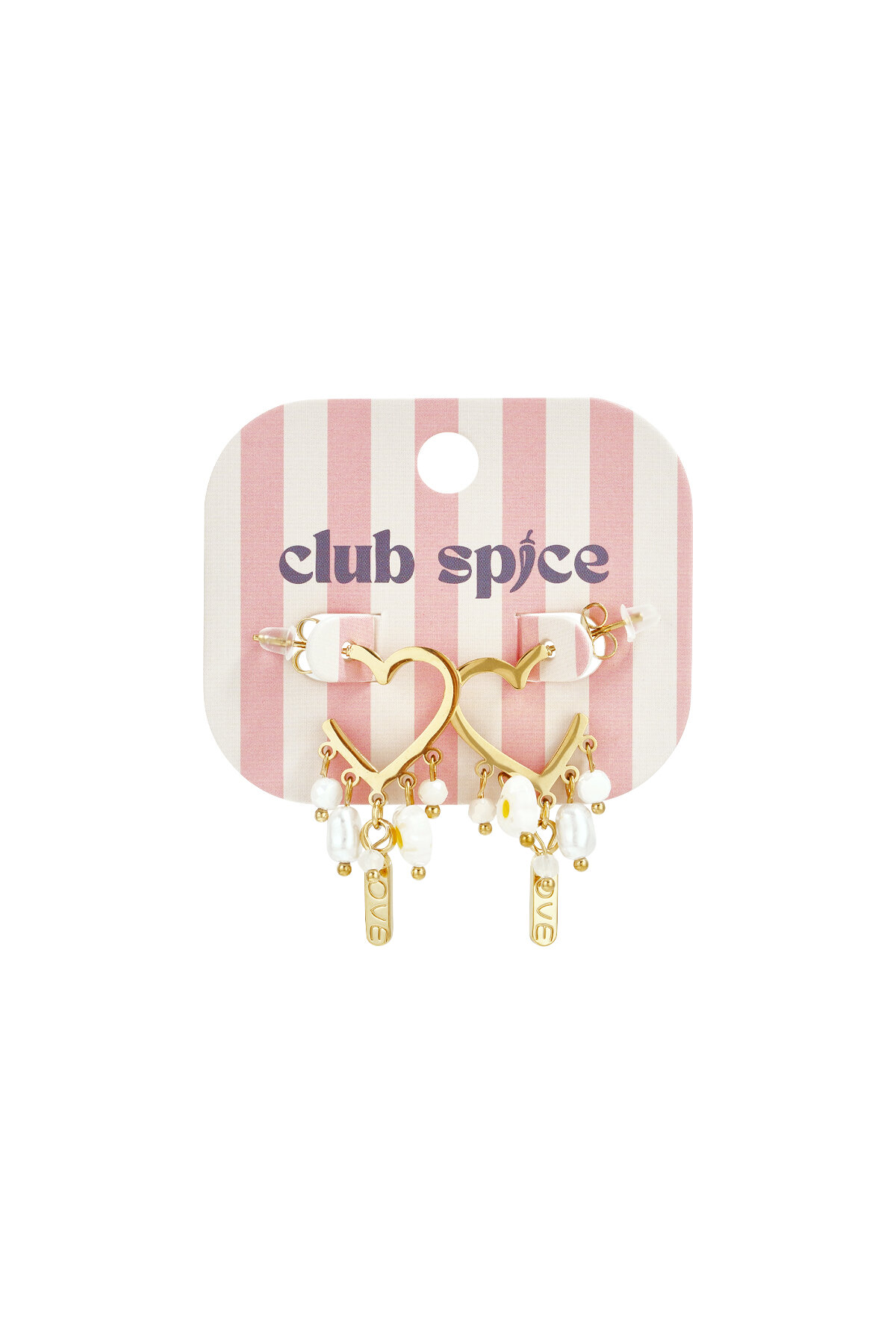 Heart-shaped earrings with hanging beads and charms h5 Picture4