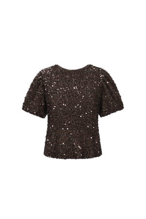 Tessuto Fibra Di Poliestere Donne Top A Manica Corta Elegante Paillettes h5 