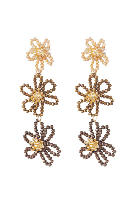 Flower party statement earrings - orange/purple