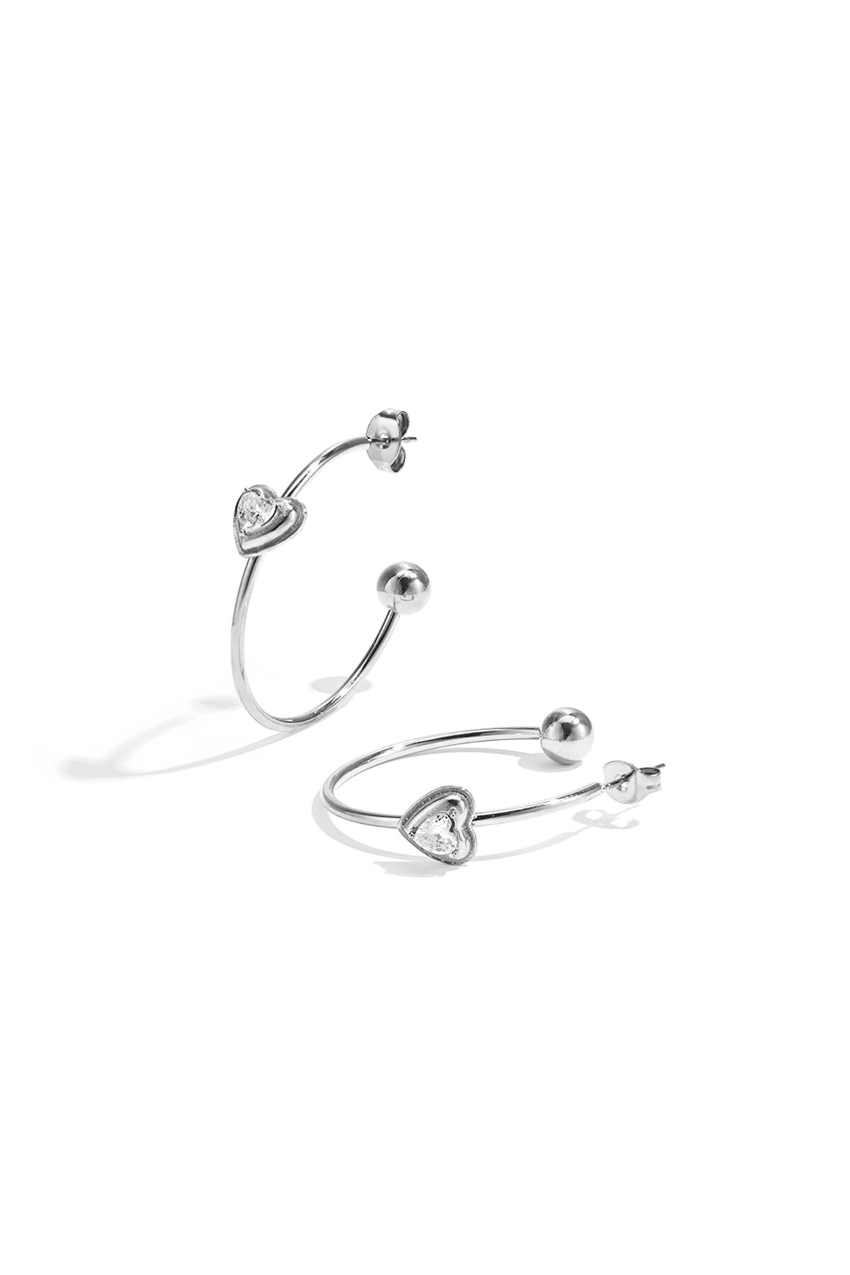 colore argento/Cuore con zircone Immagine3