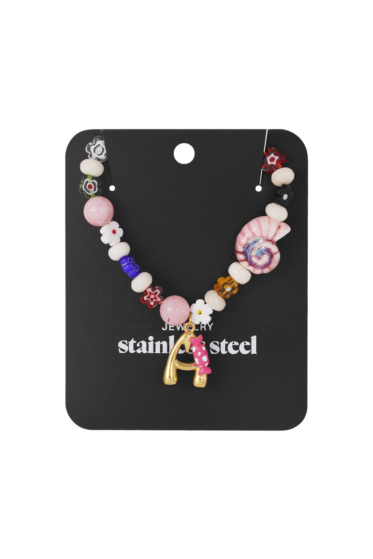 Happy beaded Initials necklace with charms Picture4