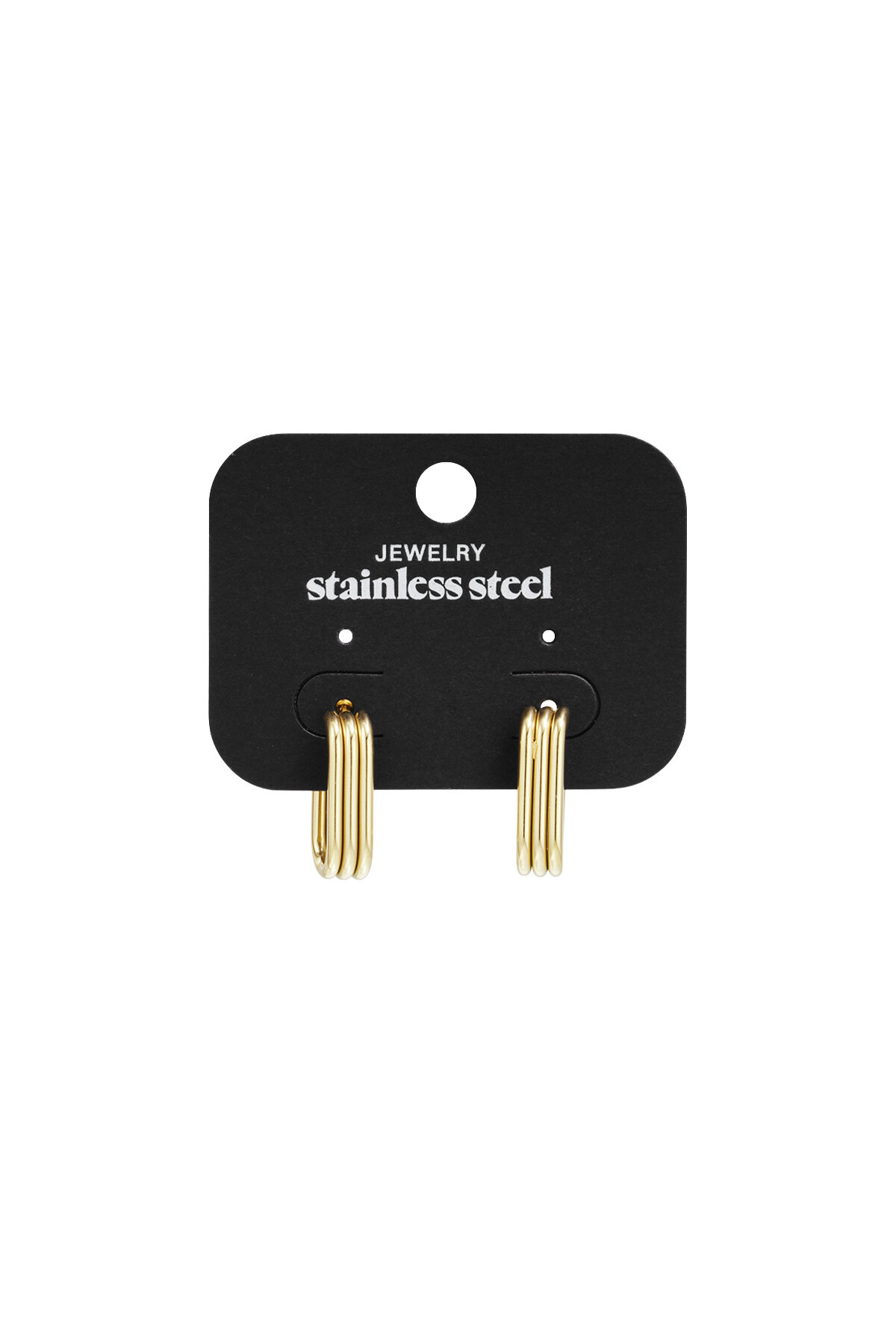 Boucles d'oreilles créoles rectangulaires en acier inoxydable, collection décontractée et simple pour femmes h5 Image6