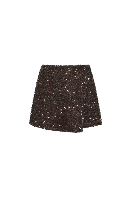 Tessuto Fibra Di Poliestere Gonna Mini Donna Elegante Paillettes Set Da 2 Pezzi 2
