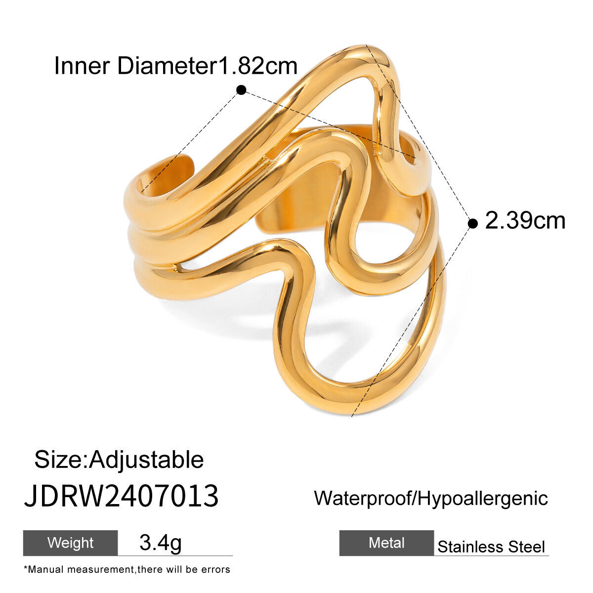 1 Piece Geometric Stainless Steel Waterproof Gold Plated Women's Single Ring Picture2