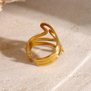 1 Piece Geometric Stainless Steel Waterproof Gold Plated Women's Single Ring h5 Picture3
