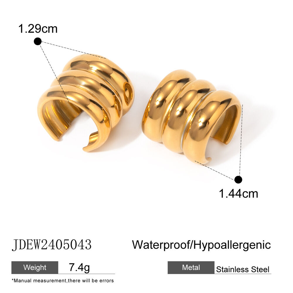 1 pair simple style geometric stainless steel gold plated women's Ear Cuffs h5Picture2