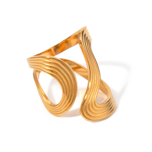 1 Piece Simple Style Irregular Geometric Stainless Steel  Gold Plated Women's Adjustable Rings h5 Picture2
