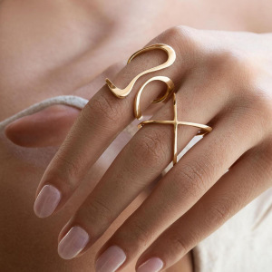 1 Piece Simple Style Geometric Stainless Steel  Gold Plated Women's Adjustable Rings h5 Picture2