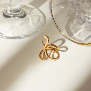 1 Piece Simple Style Geometric Stainless Steel  Gold Plated Women's Adjustable Rings h5 Picture3