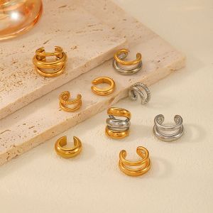 1 Paio Di Orecchini A Bottone Da Donna In Acciaio Inossidabile Placcato Oro, Semplici E Geometrici, Classici h5 Immagine2