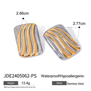 1 pair simple style rectangular shape stainless steel gold plated women's stud earrings h5 Picture2