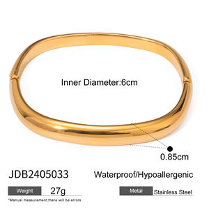 1 piece simple style square shape stainless steel gold plated women's bangles h5 Picture2