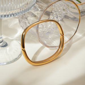 1 Piece Simple Style Square Shape Stainless Steel Gold Plated Women's Bangles h5 Picture3