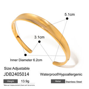 1 piece minimalist style solid color geometric stainless steel gold plated women's bangles h5 Picture2