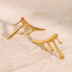 1 Pair Simple Series Simple Irregular Stainless Steel  Gold Plated Women Stud Earrings h5 Picture2