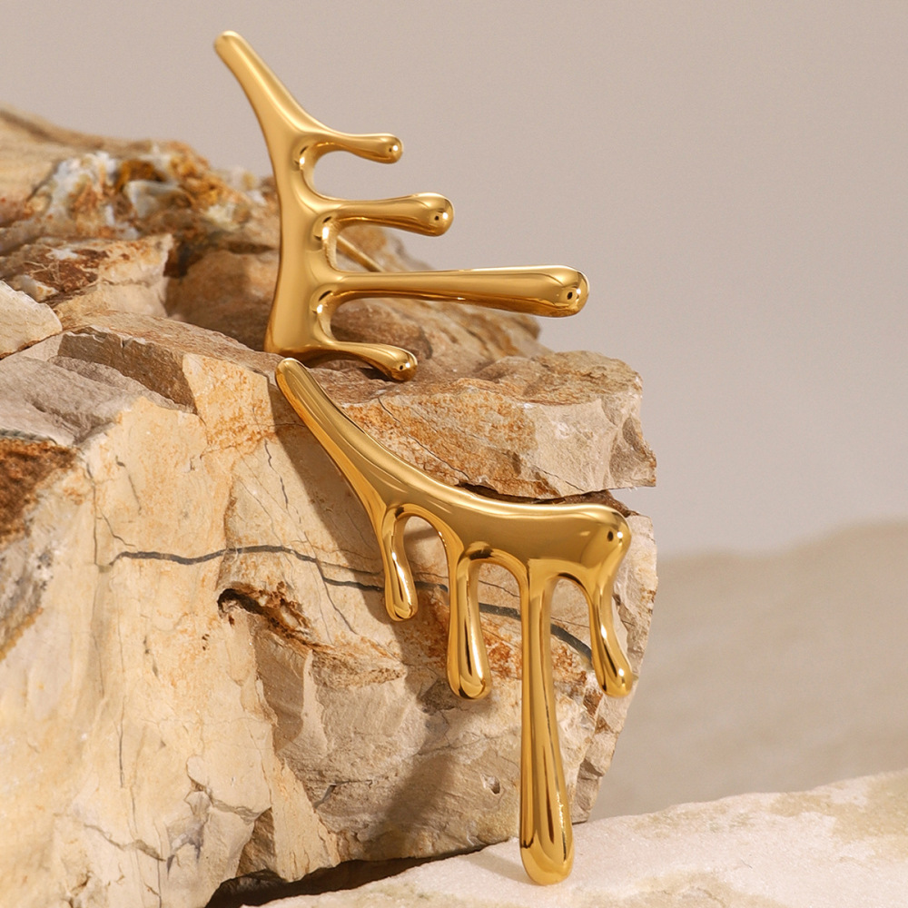 1 Pair Simple Series Simple Irregular Stainless Steel  Gold Plated Women Stud Earrings Picture3