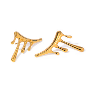 1 Pair Simple Series Simple Irregular Stainless Steel  Gold Plated Women Stud Earrings h5 Picture4