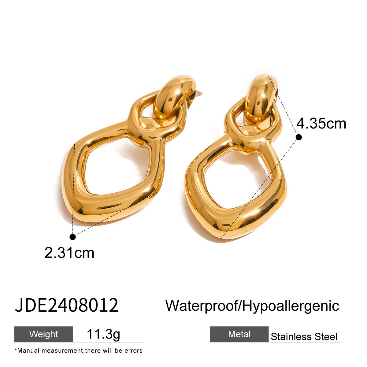 1 pair simple series simple geometric stainless steel  gold plated women drop earrings Picture2