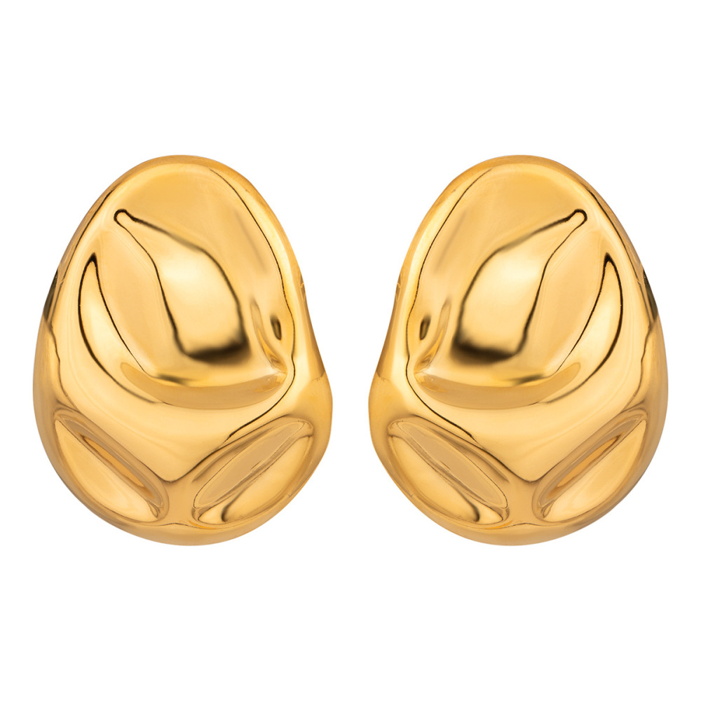 1 Pair Simple Series Simple Solid Color Stainless Steel Gold Plated Women Stud Earrings h5Picture4
