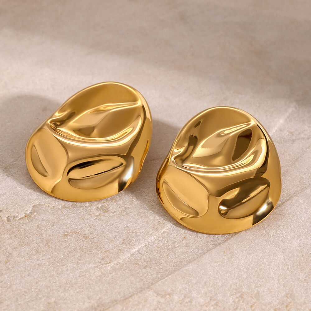 1 pair simple series simple solid color stainless steel gold plated women stud earrings
