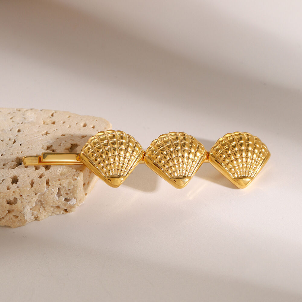 1 pair simple series style turtle stainless steel gold plated women hair clips