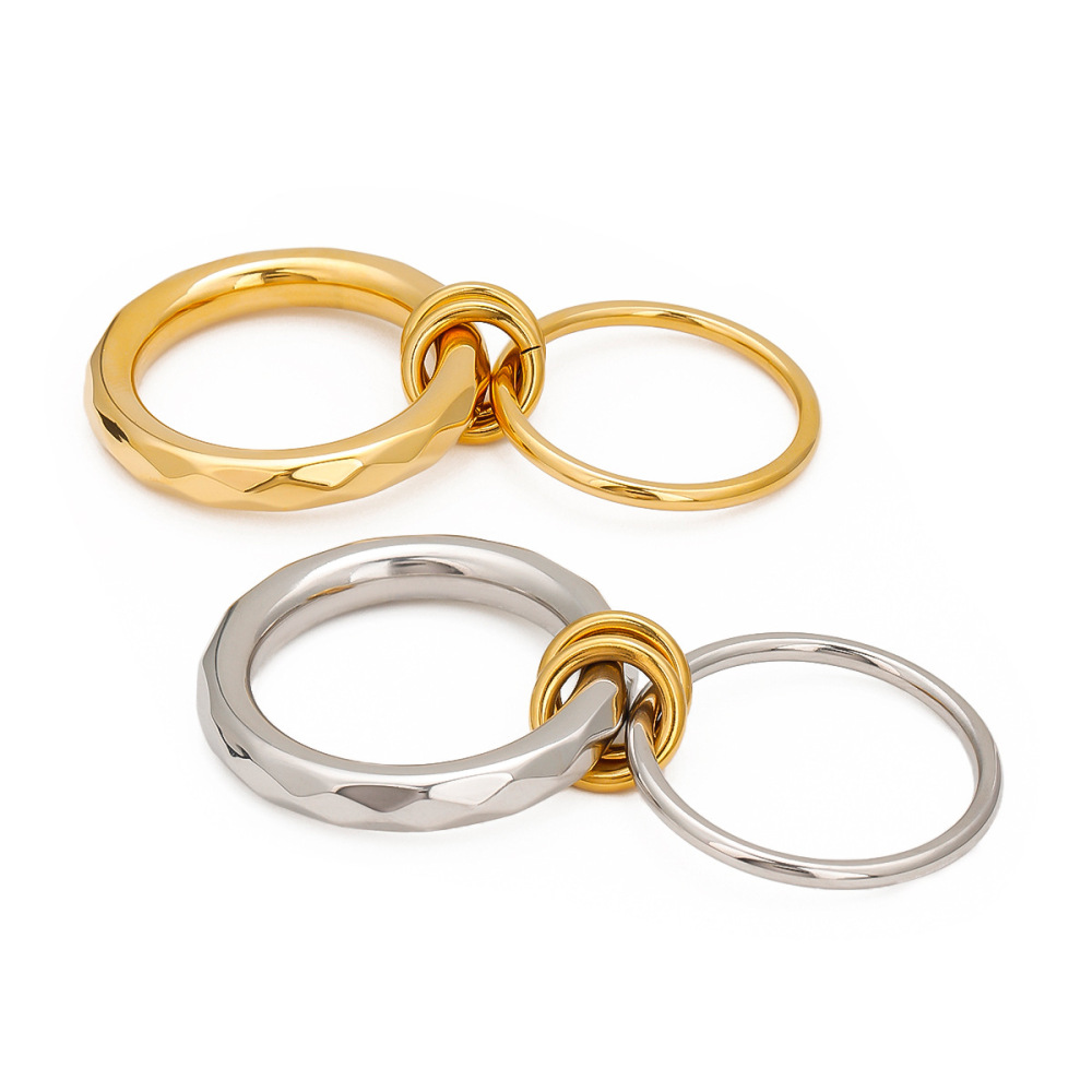 1 Pair Simple Series Simple Geometric Stainless Steel  Gold Plated Women Single Ring Picture4