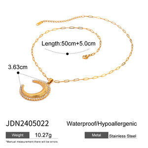 1 piece simple series punk sun/moon stainless steel gold plated rhinestone women pendant necklaces h5 Picture2
