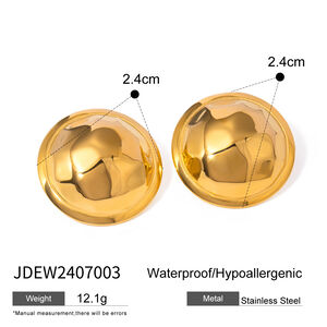 1 par de aretes de botón de acero inoxidable chapados en oro de 18 quilates con diseño geométrico simple para mujer h5 Imagen2