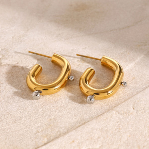1 Pair Simple Series Style Geometric Stainless Steel Gold Plated Artificial Pearl Women Stud Earrings h5 Picture2